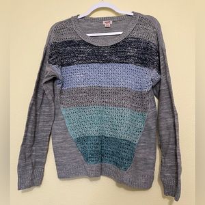 Junior’s Mossimo Supply Co. Gray and Multi-colored Crew Neck Sweater, X-Large